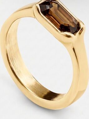 UNO de 50 Gold Cobra Ring with Brown Emerald-Cut Stone